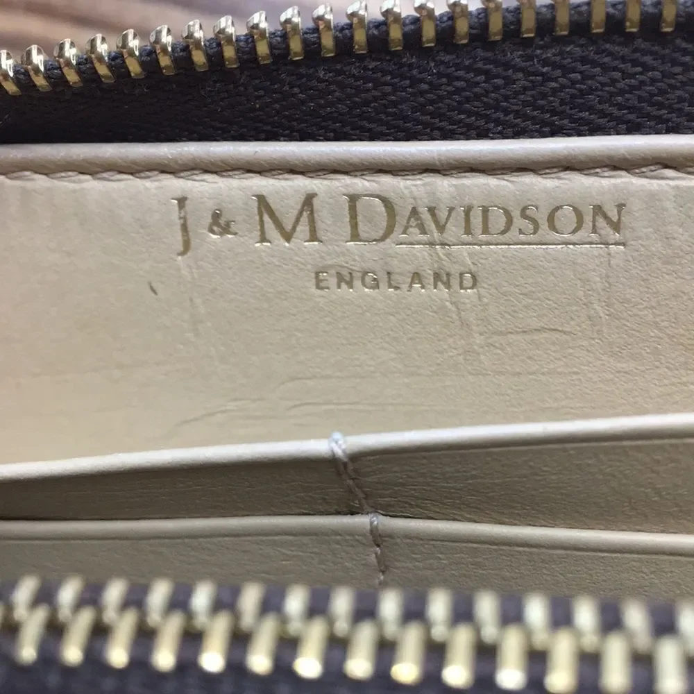 J & M Davidson Tan Leather Croc Embossed zip around zippy long wallet